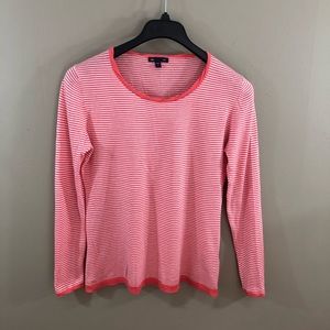 Gap Orange/White Striped Lightweight Sweater - L